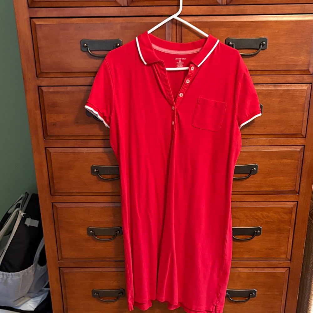 Lands' End Vibrant Red Polo Dress